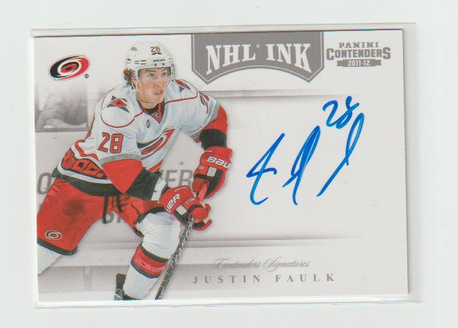2011-12 Panini Contenders NHL Ink #9 Justin Faulk