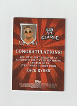 Load image into Gallery viewer, 2011 Topps WWE Classic Relics #13 Zack Ryder
