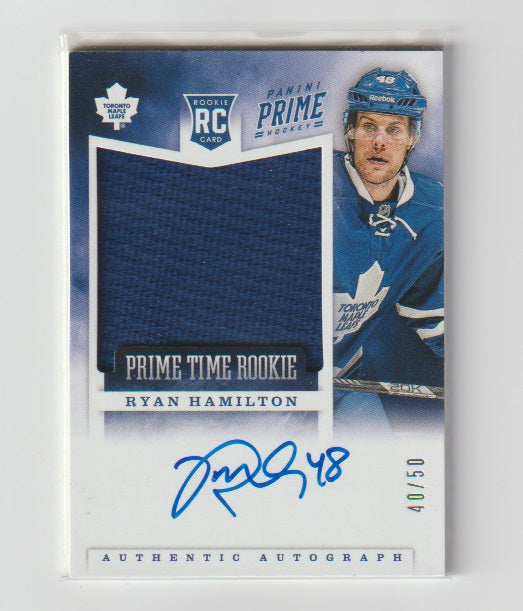 2012-13 Panini Prime Rookie Jersey Autograph #1 Ryan Hamilton