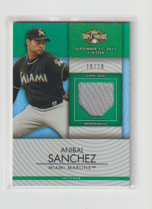 2012 Topps Triple Threads Unity Relics Emerald #TTUR-283 Anibal Sanchez