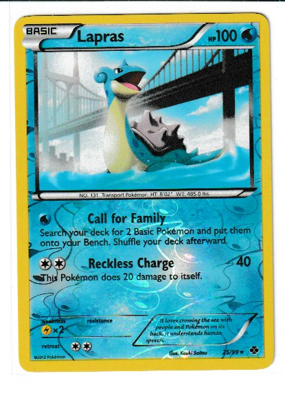 2012 Black and White Next Destinies Reverse Foil #25 Lapras