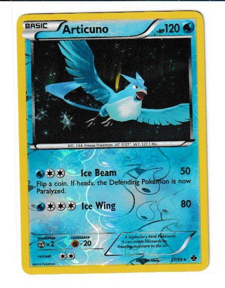 2012  Black and White Next Destinies #27 Articuno Reverse Foil