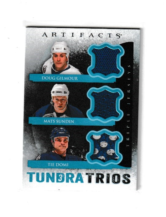 2013-14 Artifacts Tundra Trios Jerseys Blue #T3-SDG Doug Gilmour, Mats Sundin & Tie Domi