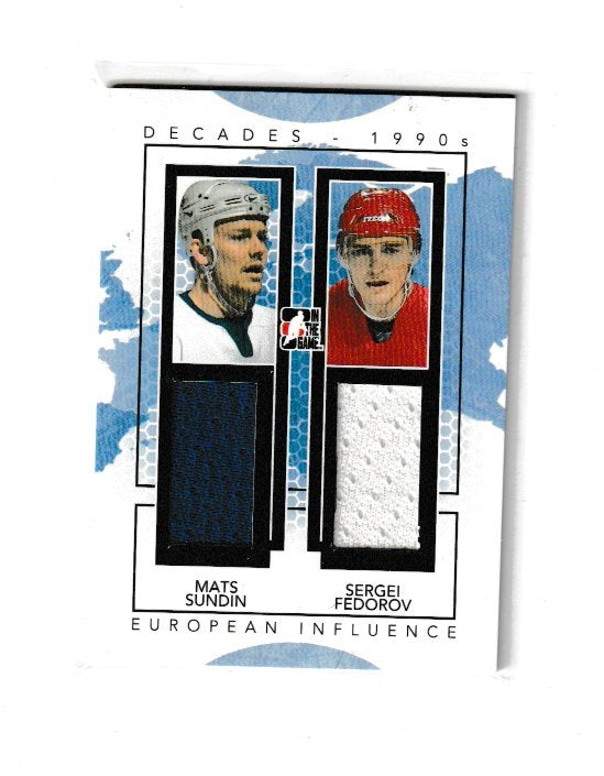 2013-14 ITG Decades 1990s European Influence Dual Jerseys Black #EI-03 Mats Sundin & Sergei Fedorov