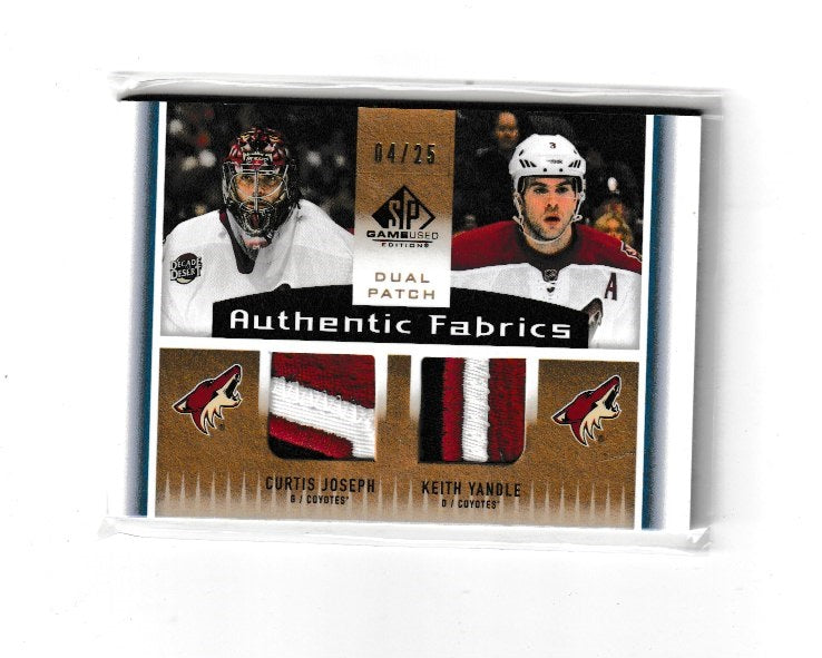 2013-14 SP Game Used Authentic Fabrics Dual Patches #AF2-YJ Curtis Joseph & Keith Yandle