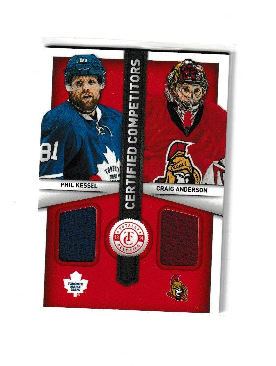 2013-14 Totally Certified Certified Competitors Jerseys Red #CC-KA Phil Kessel & Craig Anderson