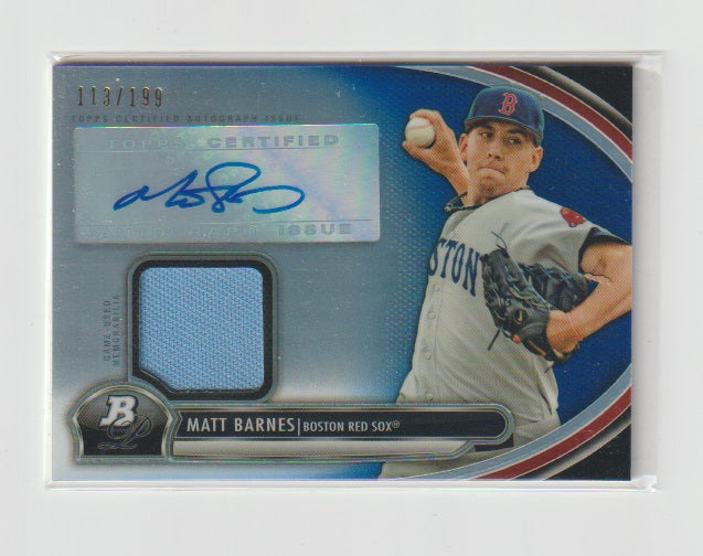 2013 Bowman Platinum Relics Autograph Blue Refractor #AR-MB Matt Barnes