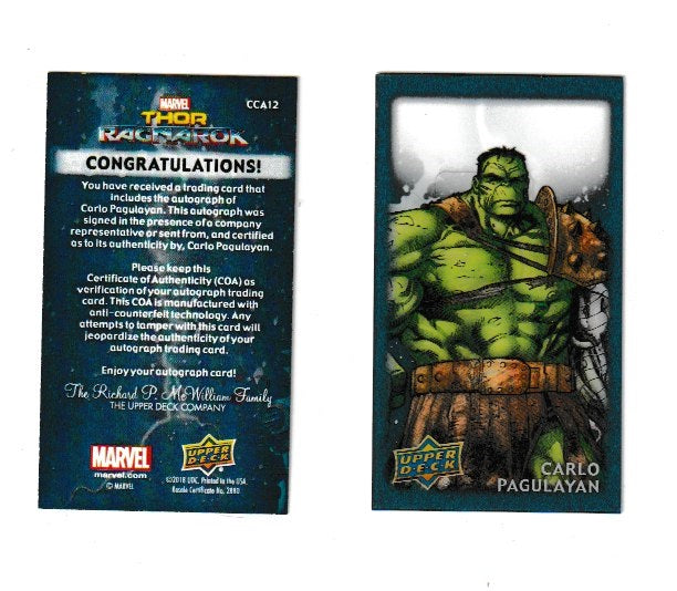 2013 Thor Ragnarok Mini Comics Creator Autographs #CCA12 Carlo Pagulayan