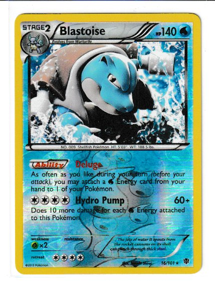 2013 Black and White Plasma Blast #16 Blastoise RH