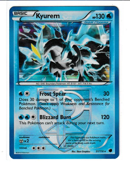 2013 Black and White Plasma Freeze #31 Kyurem