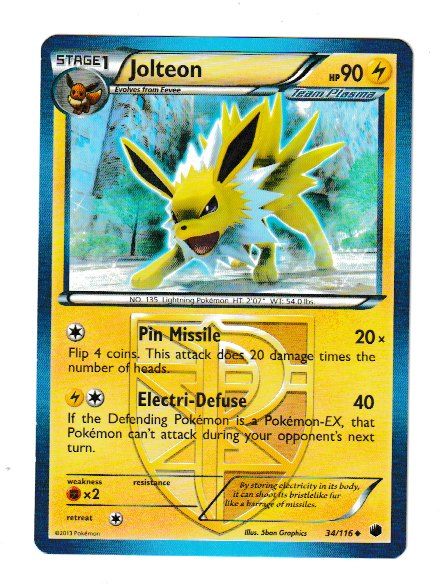 2013 Black and White Plasma Freeze #34 Jolteon