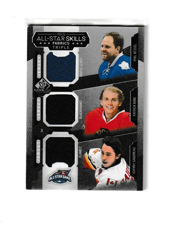 2015-16 SP Game Used All-Star Skills Triple Fabrics #AS3-3 Phil Kessel, Patrick Kane & Johnny Gaudreau