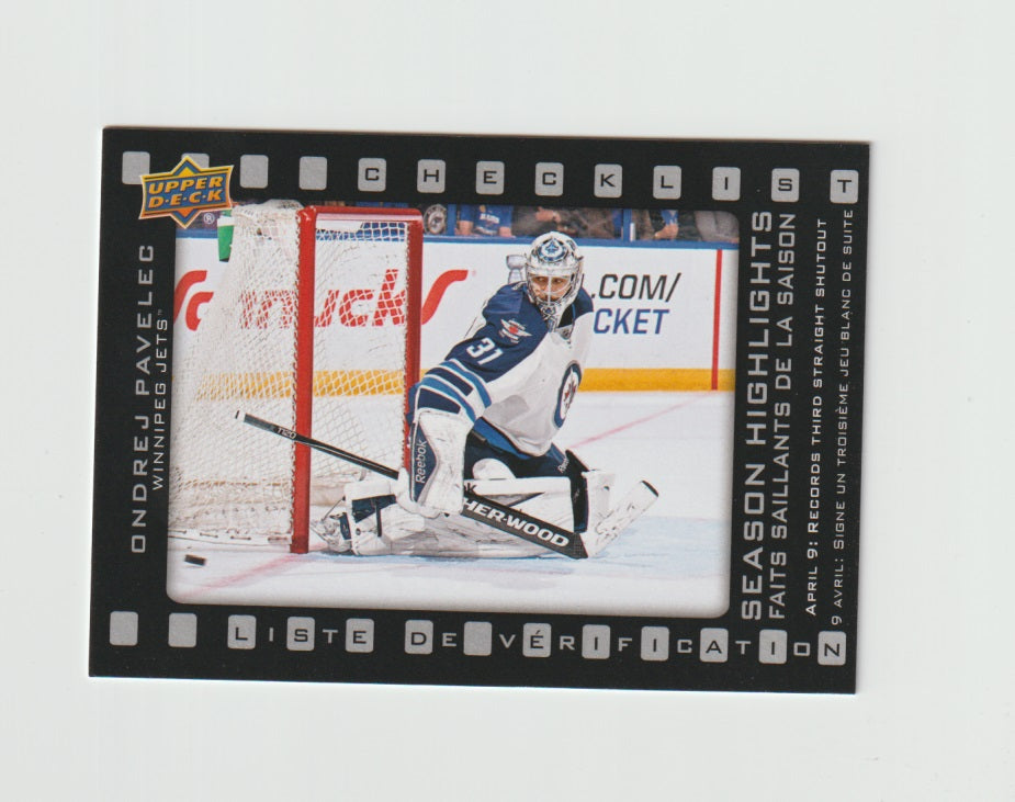 2015-16 Upper Deck Tim Hortons Season Highlights #SH-7 Ondrej Pavelec
