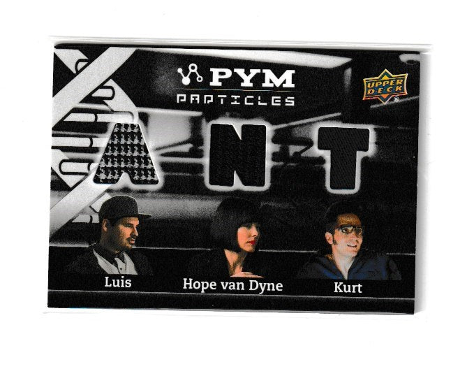 2015 Ant-Man Pym Particles Triple Memorabilia #PT3-LHK Michael Pena as Luis, Evangeline Lilly as Hope van Dyne & David Dastmalchian as Kurt