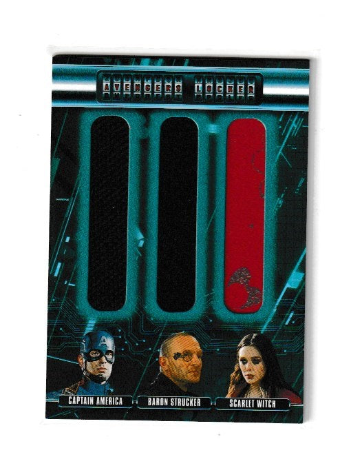 2015 Avengers Age of Ultron Avengers Locker Duals #AL3-CSW Chris Evans as Captain America, Thomas Kretschmann as Strucker & Elizabeth Olsen as Scarlet Witch