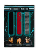 Load image into Gallery viewer, 2015 Avengers Age of Ultron Avengers Locker Duals #AL3-HWP Jeremy Renner as Hawkeye, Elizabeth Olsen as Scarlet Witch &amp; Aaron-Taylor Johnson as Quicksilver
