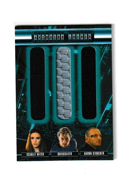 2015 Avengers Age of Ultron Avengers Locker Duals #AL3-WPS Elizabeth Olsen as Scarlet Witch, Aaron-Taylor Johnson as Quicksilver & Thomas Kretschmann as Strucker