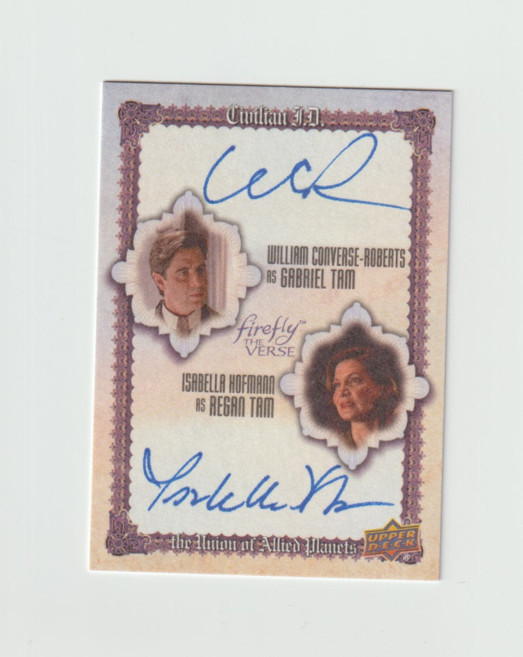 2015 Firefly The Verse Civilain I.D. Autographs Dual #HC William Converse-Roberts & Isabella Hofmann