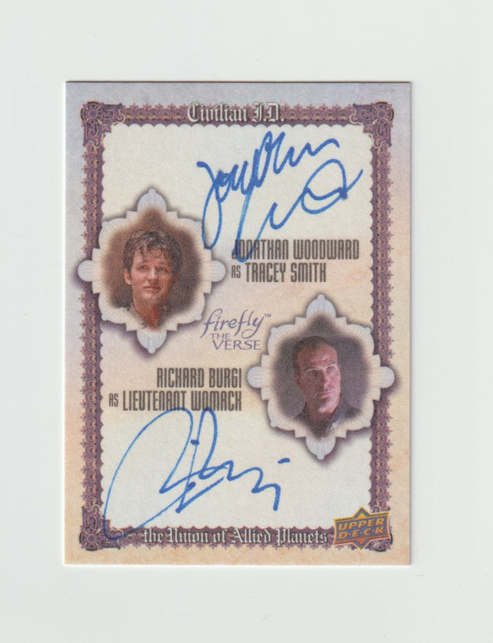 2015 Firefly The Verse Civilain I.D. Autographs Dual #WB Jonathan Woodward & Richard Burgi