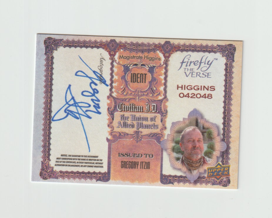 2015 Firefly The Verse Civilain I.D. Autographs #GI Gregory Itin as Magistrate Higgins