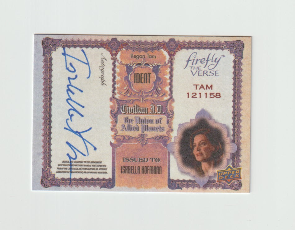 2015 Firefly The Verse Civilain I.D. Autographs #IH Isabella Hofmann as Regan Tam