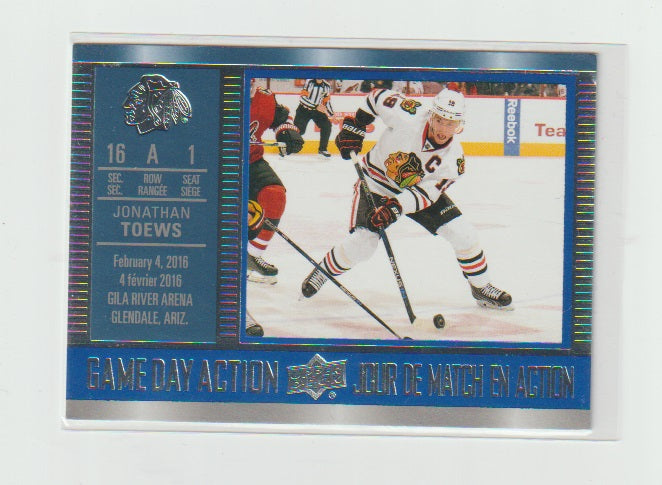 2016-17 Upper Deck Tim Hortons Game Day Action #GDA-4 Jonathan Toews