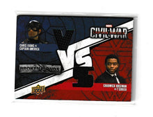 Load image into Gallery viewer, 2016 Captain America Civil War Broken Bonds Dual vs Relics #BBV-CC Chris Evans as Captain America &amp; Chadwick Boseman as T&#39;Challa
