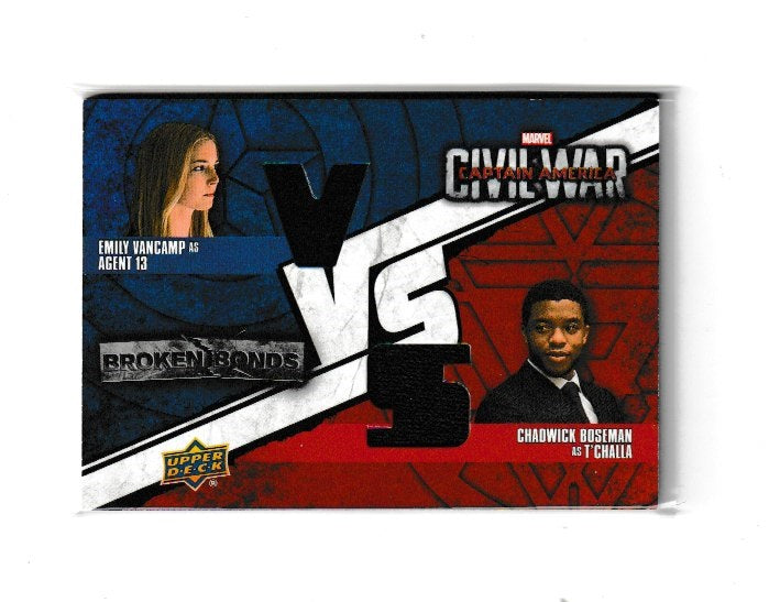 2016 Captain America Civil War Broken Bonds Dual vs Relics #BBV-CT Emily Vancamp as Agent 13 & Chadwick Boseman as T'Challa