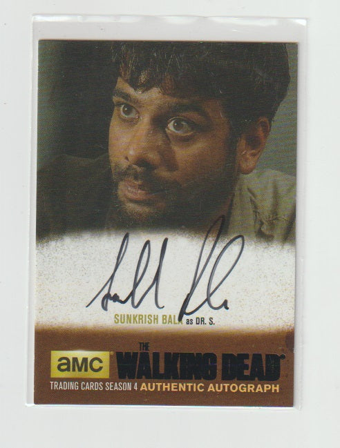 2016 Walking Dead Season 4 P1 Autographs Vertical Black #SB1 Sunkrish Bala as Dr. S.