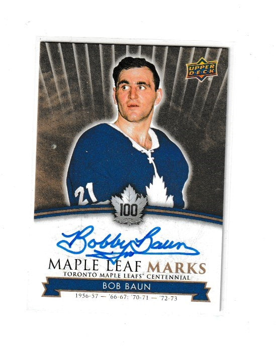 2017-18 Toronto Maple Leafs Centennial Maple Leaf Marks #MLM-BB Bob Baun