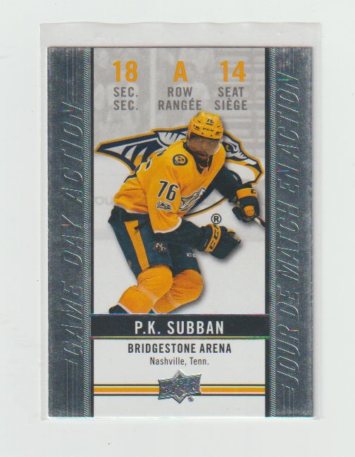 2018-19 Upper Deck Tim Hortons Game Day Action #GDA-14 P.K. Subban