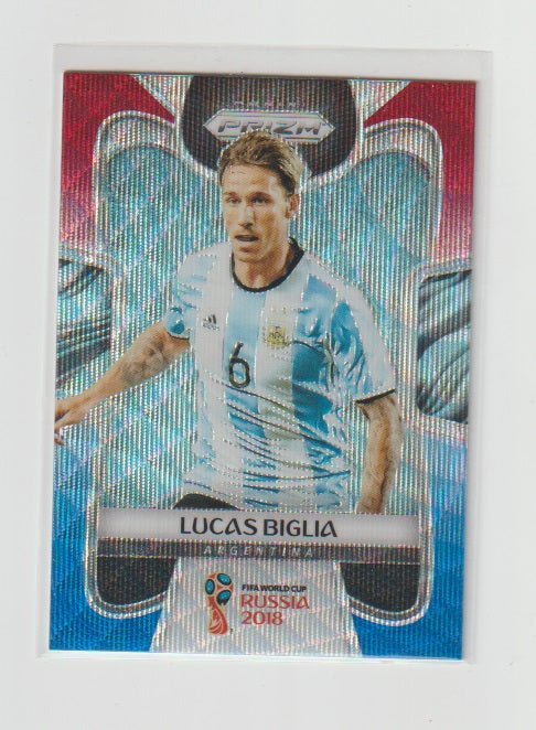 2018 Panini Prizm World Cup Prizms Red and Blue Wave #7 Lucas Biglia