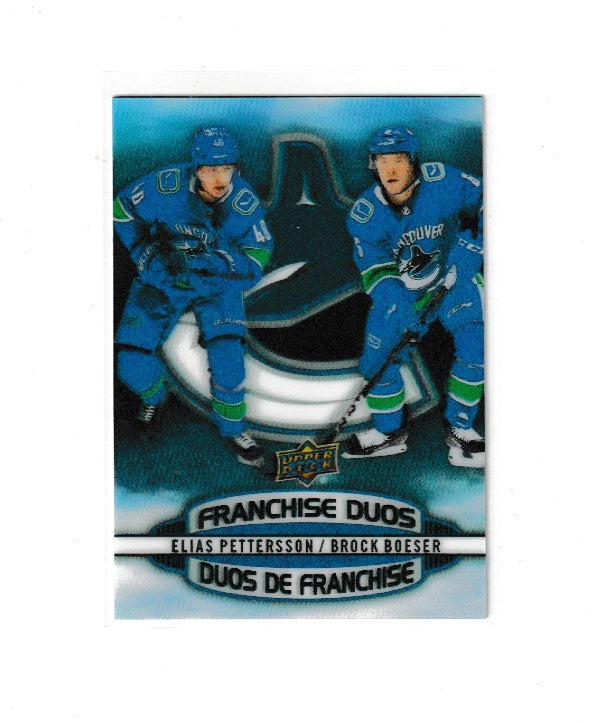 2019-20 Upper Deck Tim Hortons Franchise Duos #D-2 Elias Pettersson & Brock Boeser