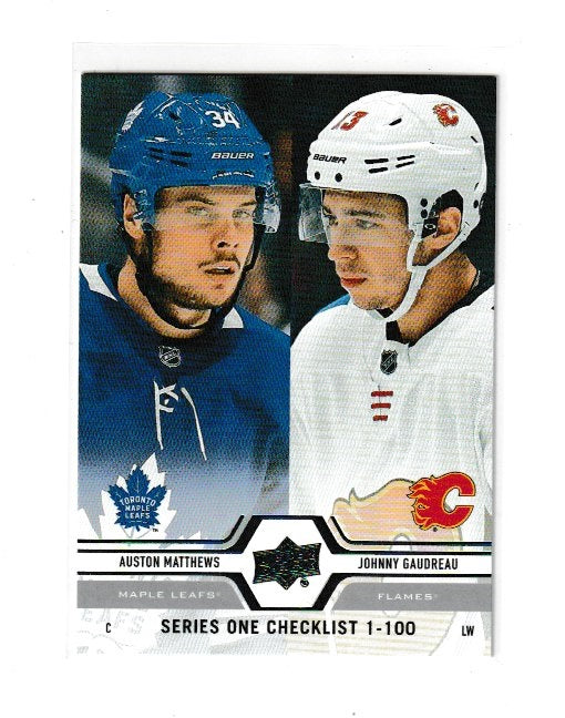 2019-20 Upper Deck #199 Auston Matthews & Johnny Gaudreau