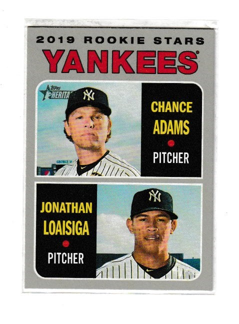 2019 Topps Heriatage Rookie #189 Chance Adams & Jonathan Loaisiga