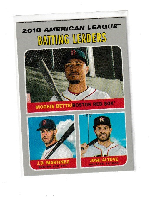 2019 Topps Heritage #62 Mookie Betts, J.D. Martinez & Jose Altuve