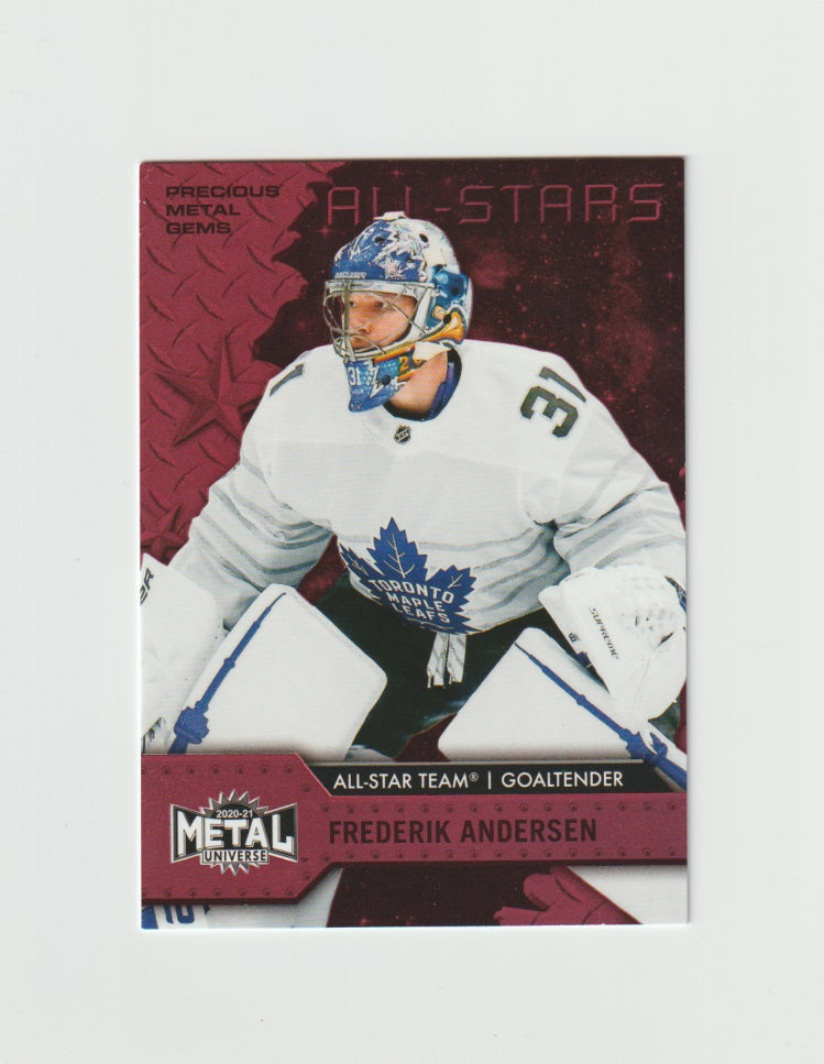 2020-21 Metal Universe Precious Metal Gems Red #182 Frederik Andersen