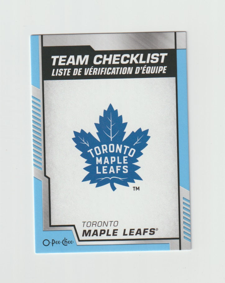 2020-21 O-Pee-Chee Blue #577 Toronto Maple Leafs Checklist