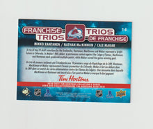 Load image into Gallery viewer, 2020-21 Upper Deck Tim Hortons Franchise Trios #T-8 Nathan McKinnon, Cale Makar &amp; Mikko Rantanen

