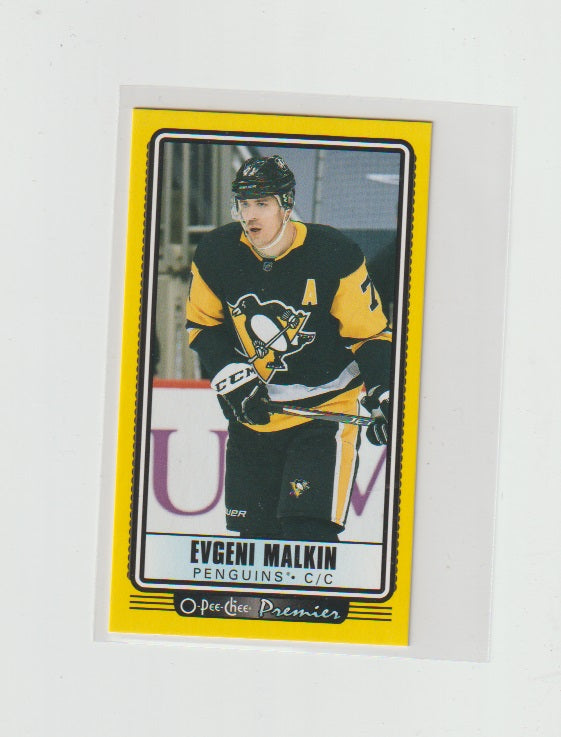 2021-22 O-Pee-Chee OPC Premier Tallboys Yellow #P-6 Evgeni Malkin