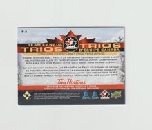 Load image into Gallery viewer, 2021-22 Upper Deck Tim Hortons Team Canada Trios #T-3 Jonathan Toews, Carey Price &amp; Kris Letang
