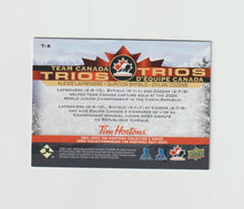 Load image into Gallery viewer, 2021-22 Upper Deck Tim Hortons Team Canada Trios #T-8 Alexis Lafreniere, Quinton Byfield &amp; Dylan Cozens
