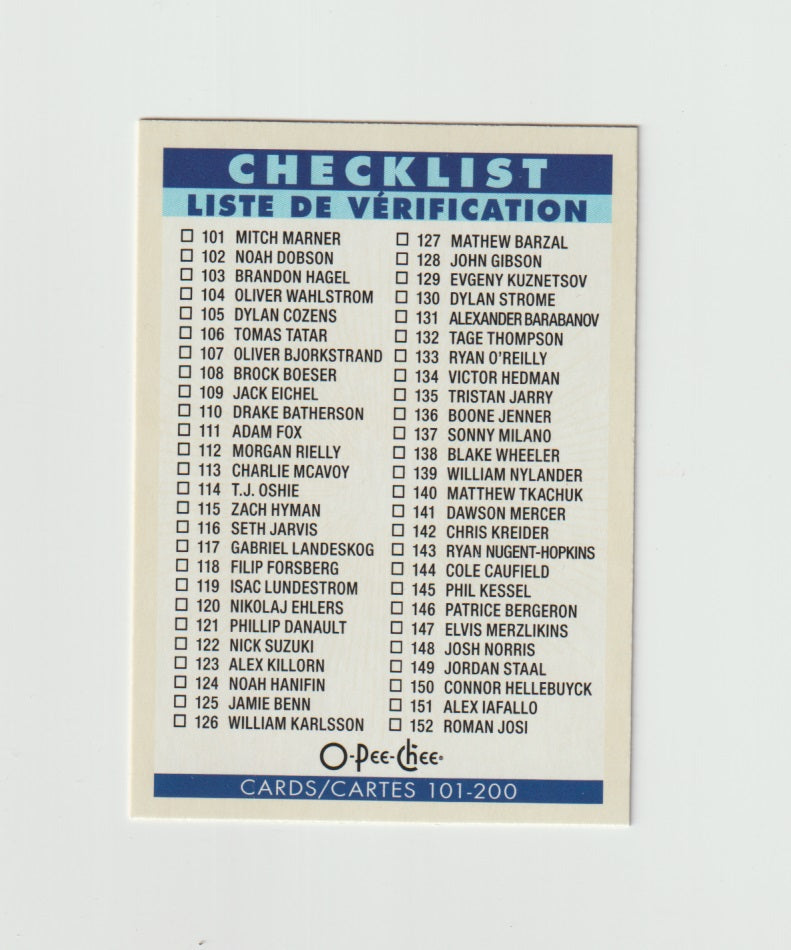2022-23 O-Pee-Chee Retro #200 Checklist