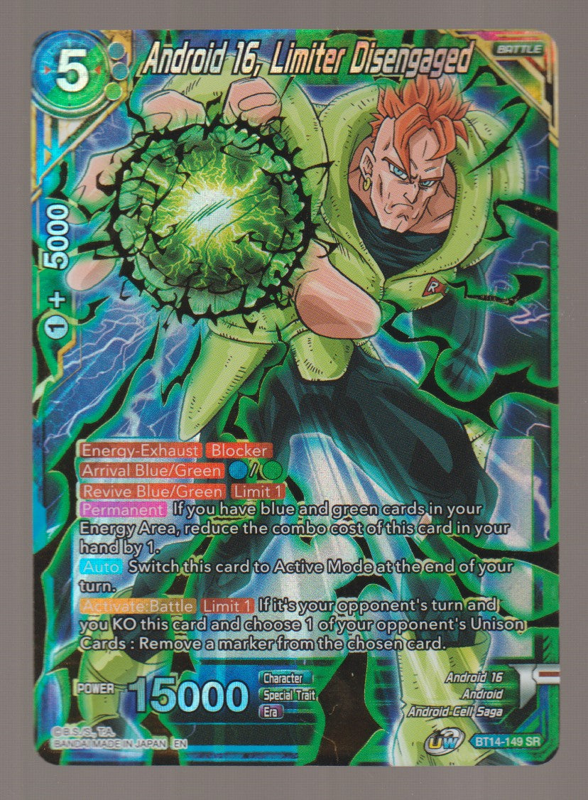 2021 Dragon Ball Super Cross Spirits #BT14-149 Android 16, Limiter Disengaged