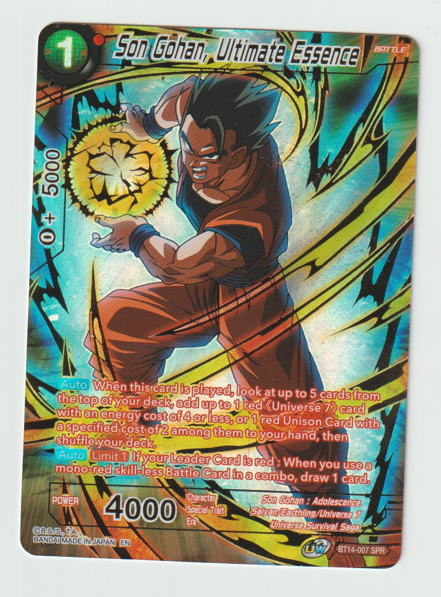 2021 Dragon Ball Super Cross Spirits #BT14-007 Son Gohan, Ultimate Essence SPR