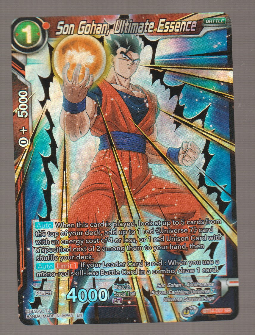 2021 Dragon Ball Super Cross Spirits #BT14-007 Son Gohan, Ultimate Essence SR