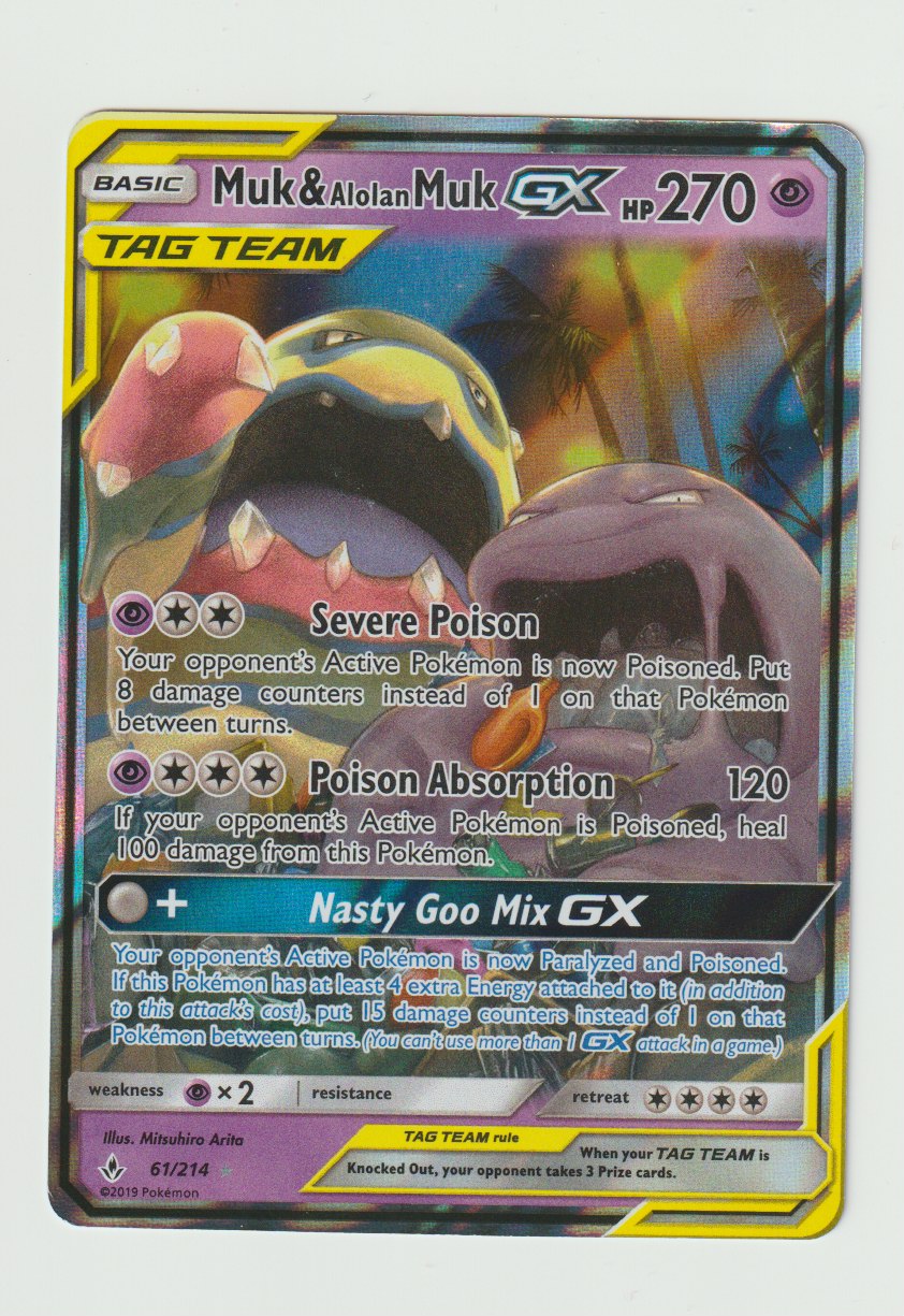 2019 Sun & Moon Unbroken Bonds #61/214 Muk & Alolan Muk GX