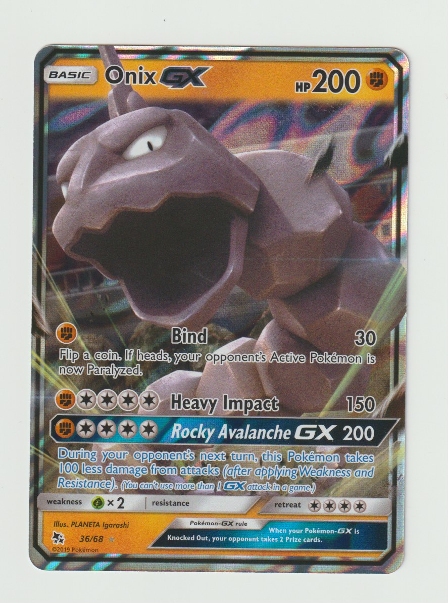 2019 Sun & Moon Hidden Fates #36/68 Onix GX