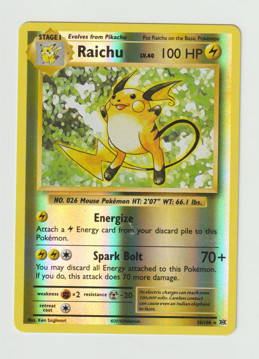 2016 XY Evolutions Reverse Holo Foil #36/108 Raichu