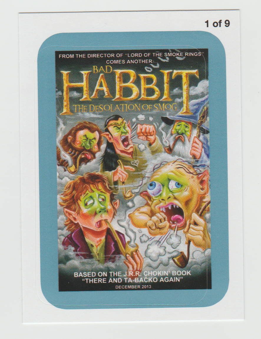 Wacky Packages Series 11 Coming Distractions Blue #1 Bad Habbit The Desolation of Smog